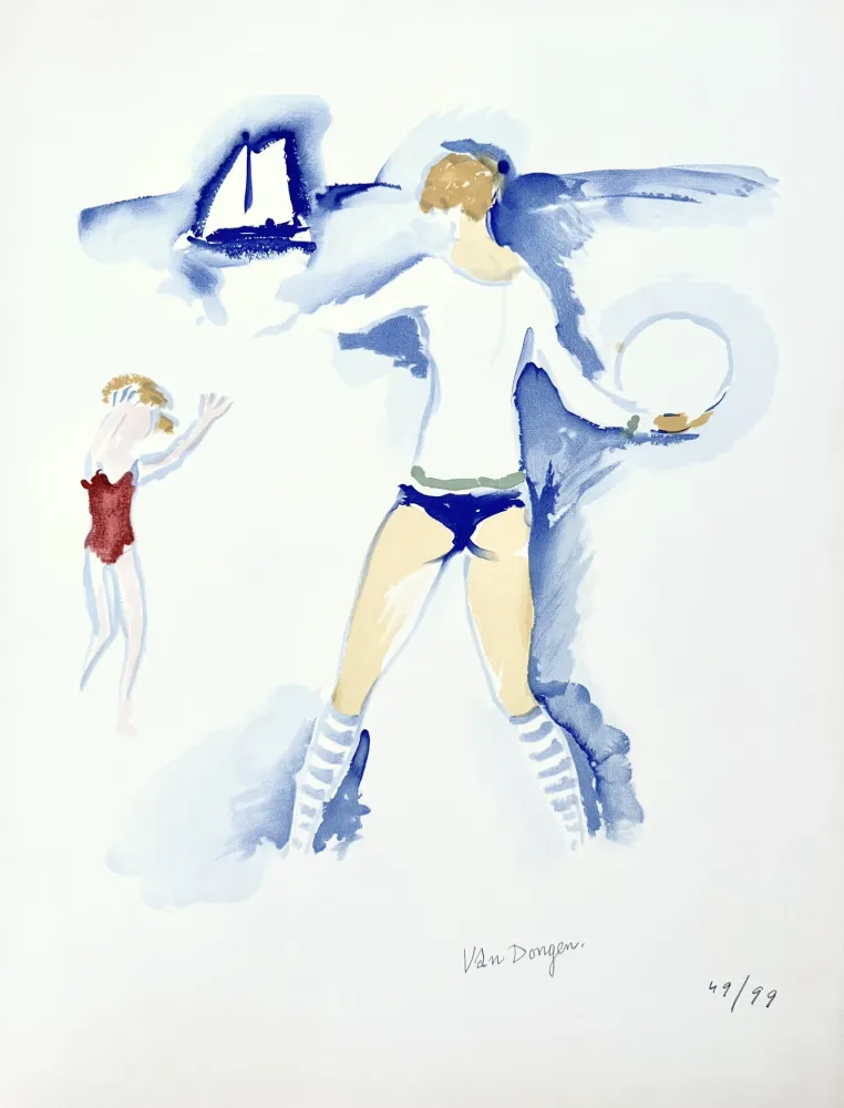 Lithograph Van Dongen -  Femme sur la Plage	
