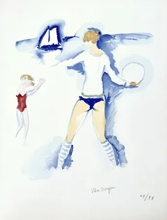 Lithograph Van Dongen -  Femme sur la Plage	