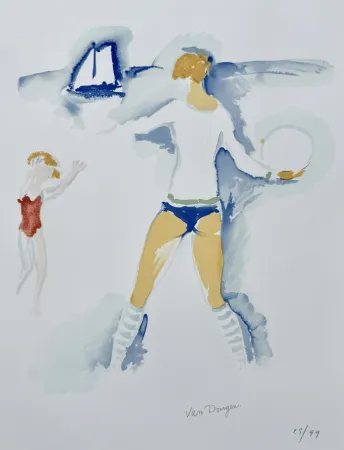 Lithograph Van Dongen -  Femme sur la Plage	