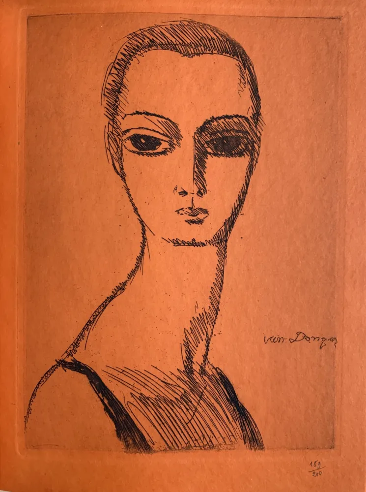 Etching Van Dongen - Girl with Swans Neck