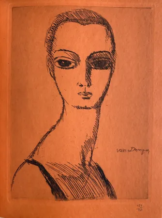 Etching Van Dongen - Girl with Swans Neck