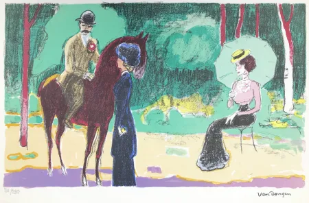 Lithograph Van Dongen - Meeting in the woods