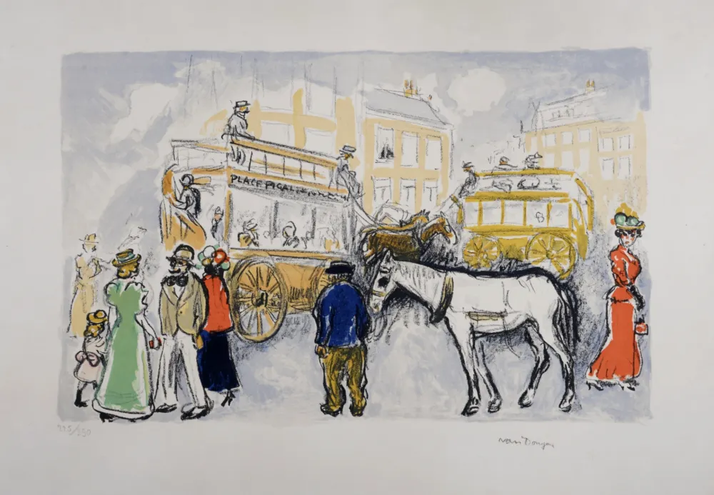 Lithograph Van Dongen - Place Pigalle, circa 1950