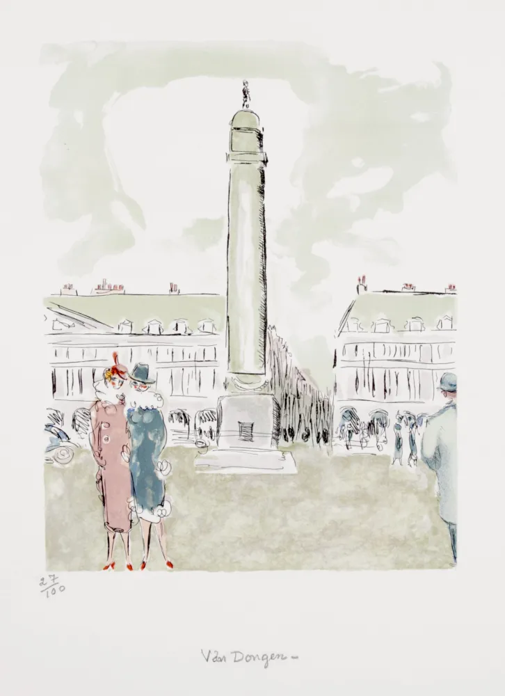 Lithograph Van Dongen - Place Vendôme