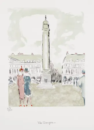 Lithograph Van Dongen - Place Vendôme