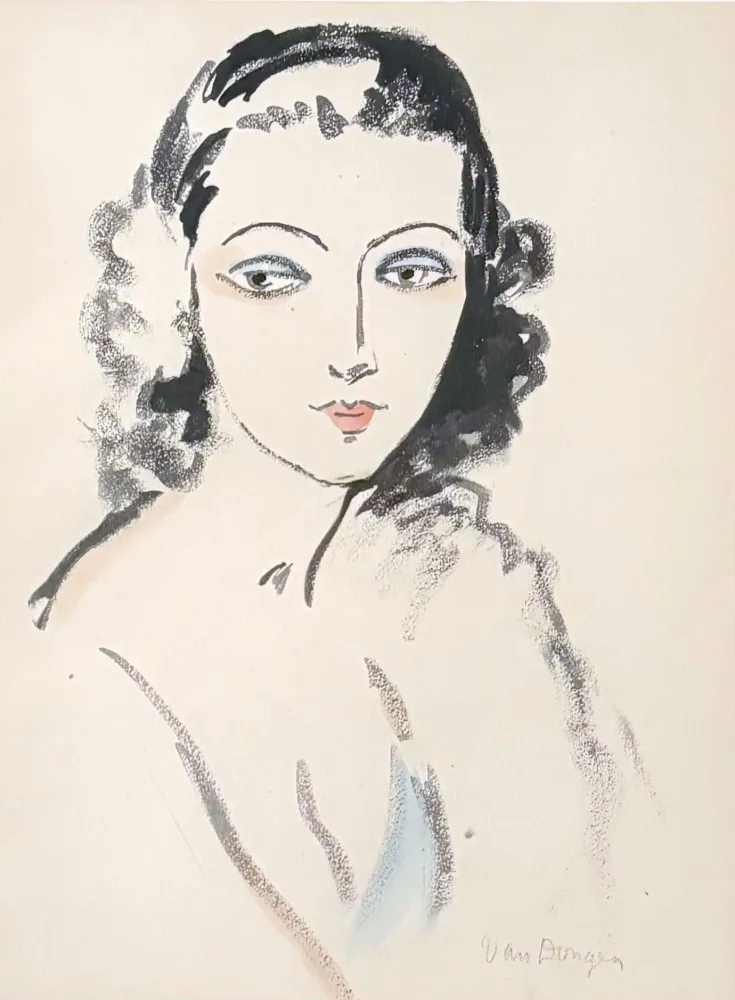 Pochoir Van Dongen - Portrait de Femme