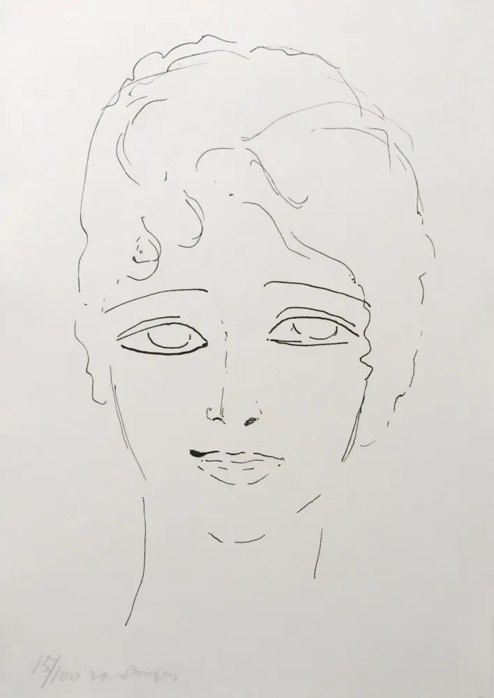 Lithograph Van Dongen - Tete de Femme