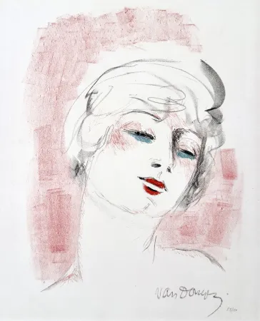 Lithograph Van Dongen - Tête Rouge
