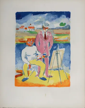 Lithograph Van Dongen - Vlaminck et Derain à Chatou, 1949