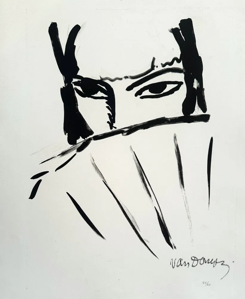 Lithograph Van Dongen - Woman with a Fan