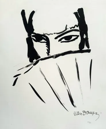 Lithograph Van Dongen - Woman with a Fan