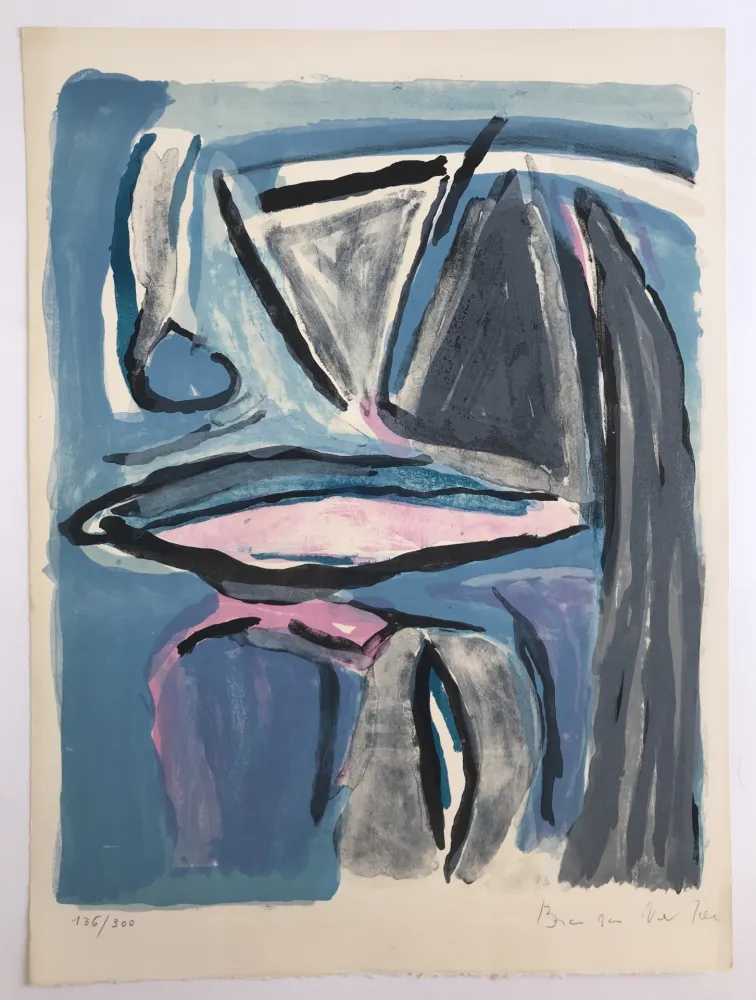 Lithograph Van Velde - Ailleurs bleu