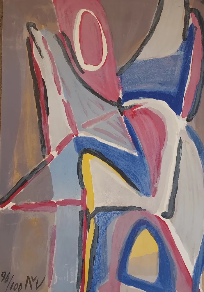 Lithograph Van Velde - Combat