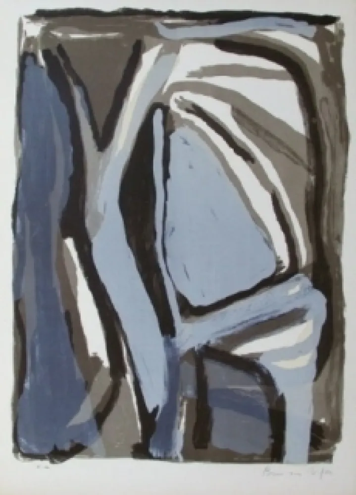 Lithograph Van Velde - Composition 66