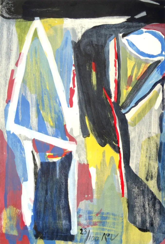 Lithograph Van Velde - Composition 9 couleurs