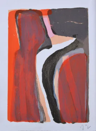 Lithograph Van Velde - Dans leur voix les eaux 