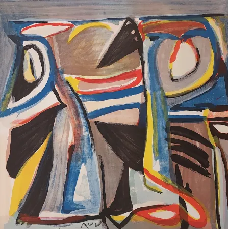 Lithograph Van Velde - Dernière inquiétude