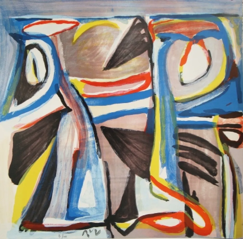 Lithograph Van Velde - Dernière inquiétude