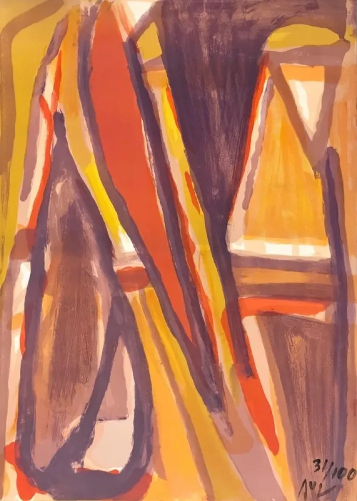 Lithograph Van Velde - Eloignement 