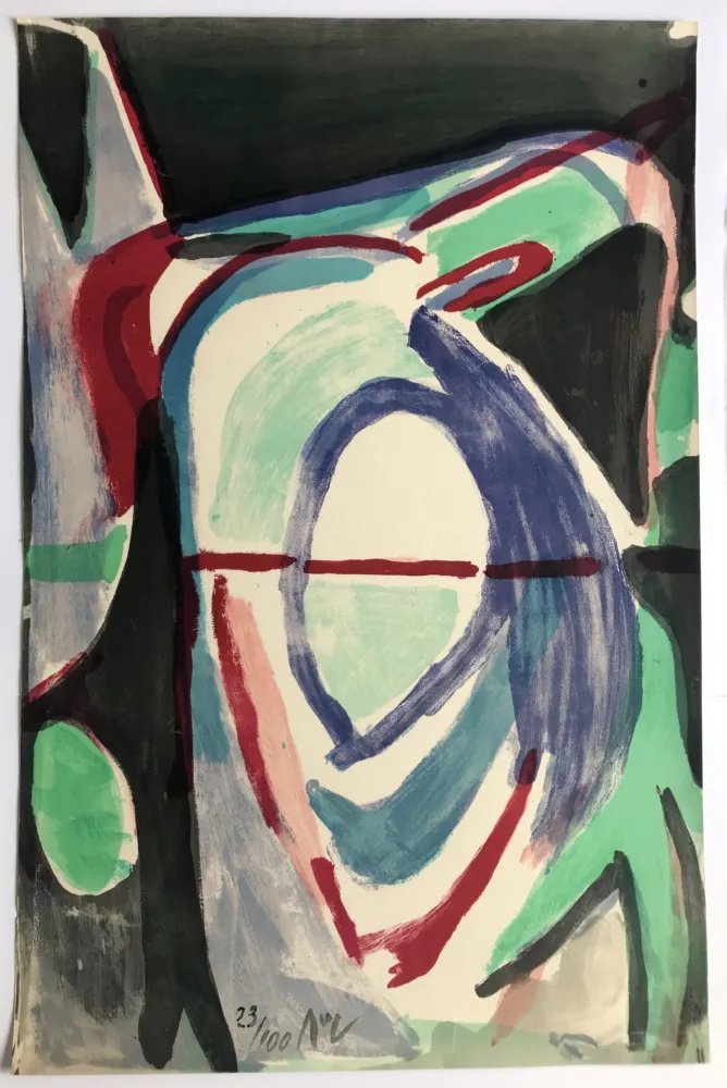 Lithograph Van Velde - En Deux