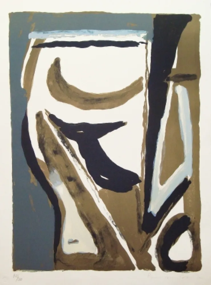 Lithograph Van Velde - Grande Composition Verticale