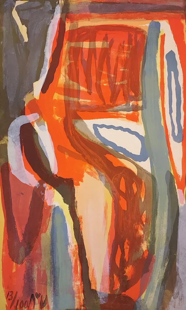 Lithograph Van Velde - MP 133 - Ecoute