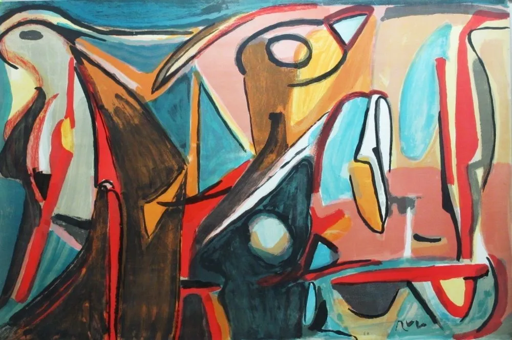 Lithograph Van Velde - MP 363 - Eclosion