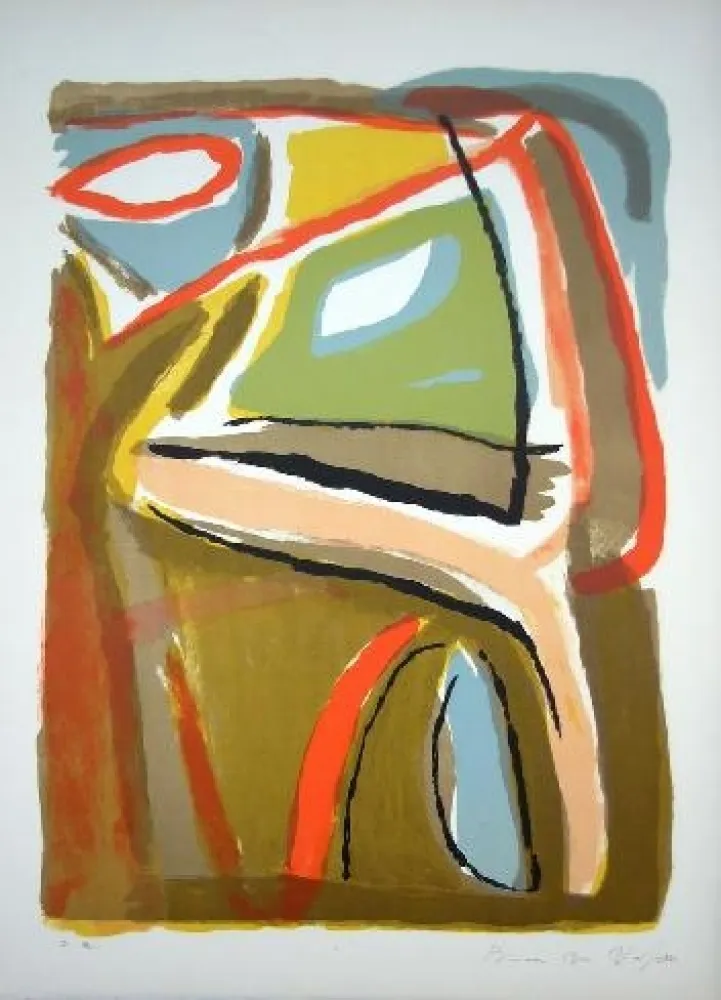 Lithograph Van Velde - MP 44 - Soleil