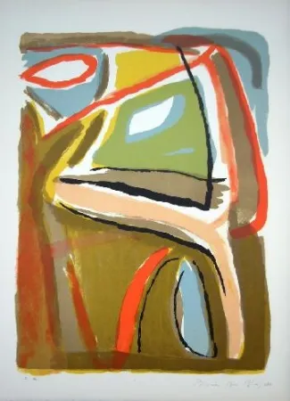 Lithograph Van Velde - MP 44 - Soleil