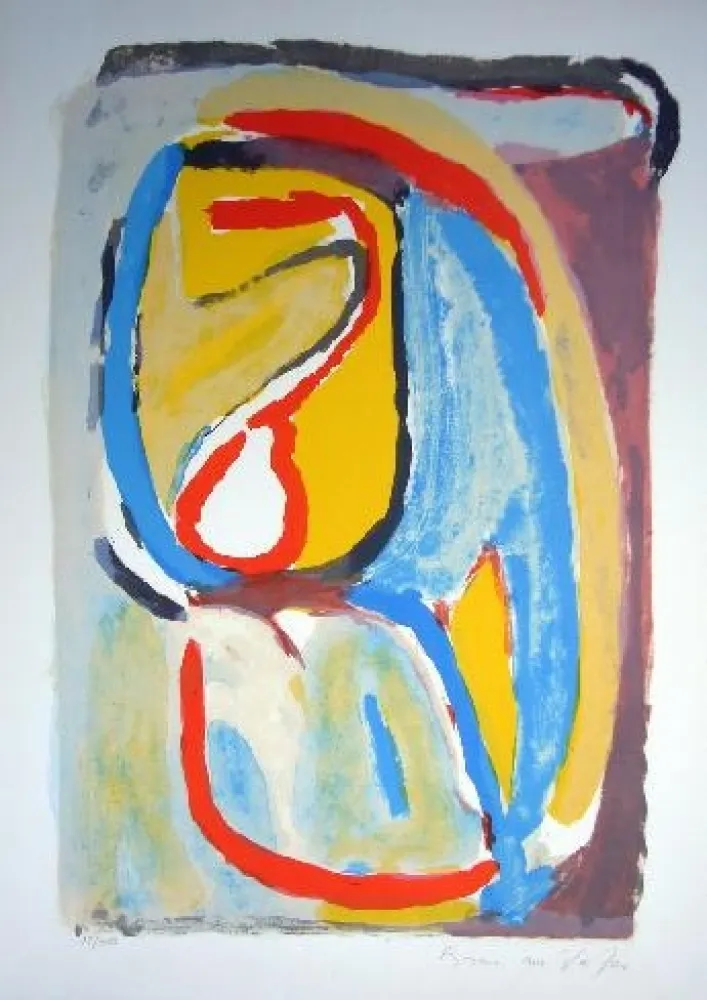 Lithograph Van Velde - MP 54 - Matin