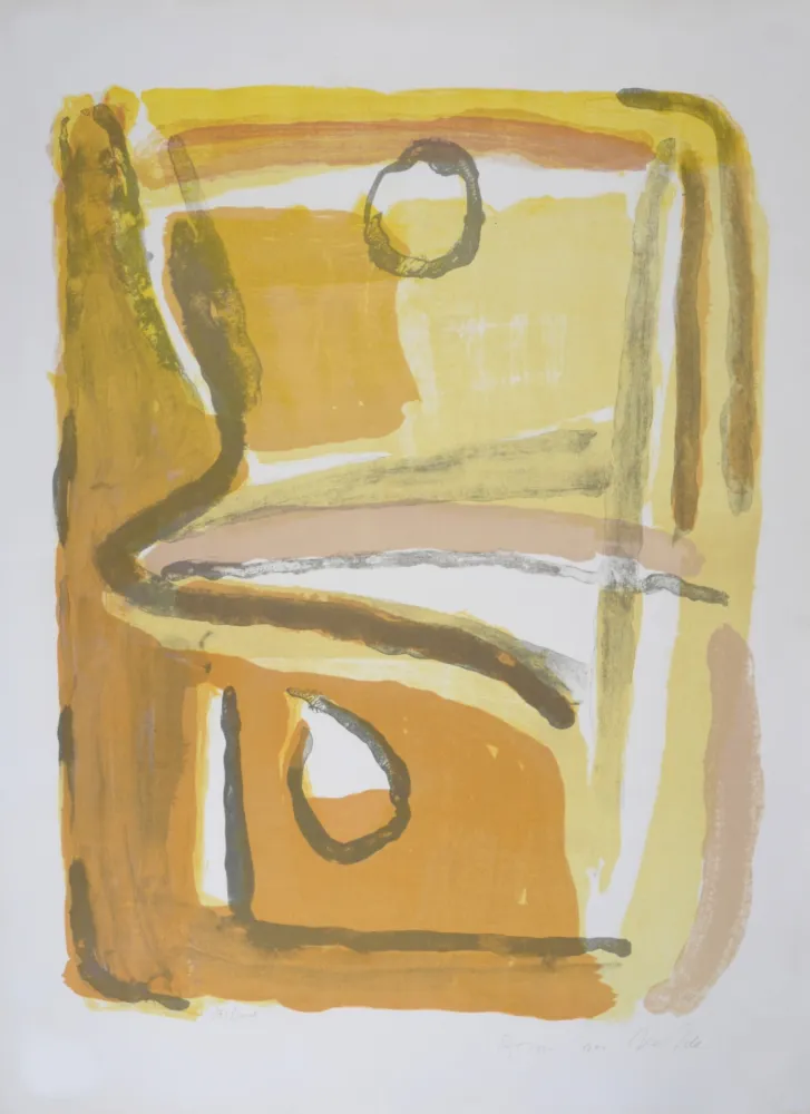 Lithograph Van Velde - Parcours Jaune, 1967 - Hand-signed