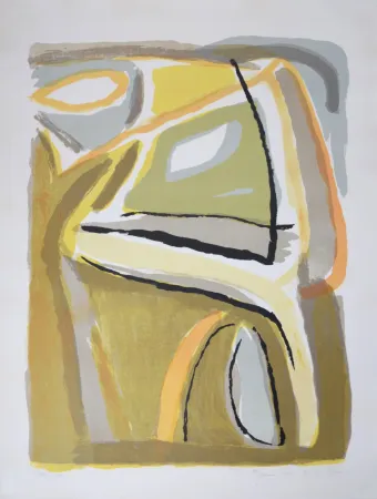 Lithograph Van Velde - Soleil, 1968 - Hand-signed