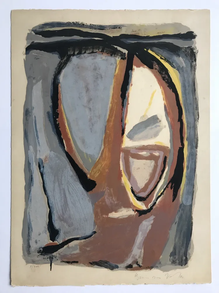 Lithograph Van Velde - Tête