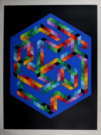 Screenprint Vasarely - Babel 3