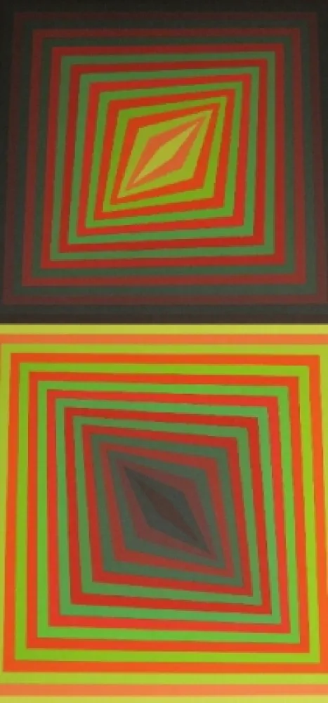 Screenprint Vasarely - Bi-Rhomb