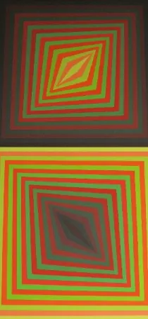 Screenprint Vasarely - Bi-Rhomb