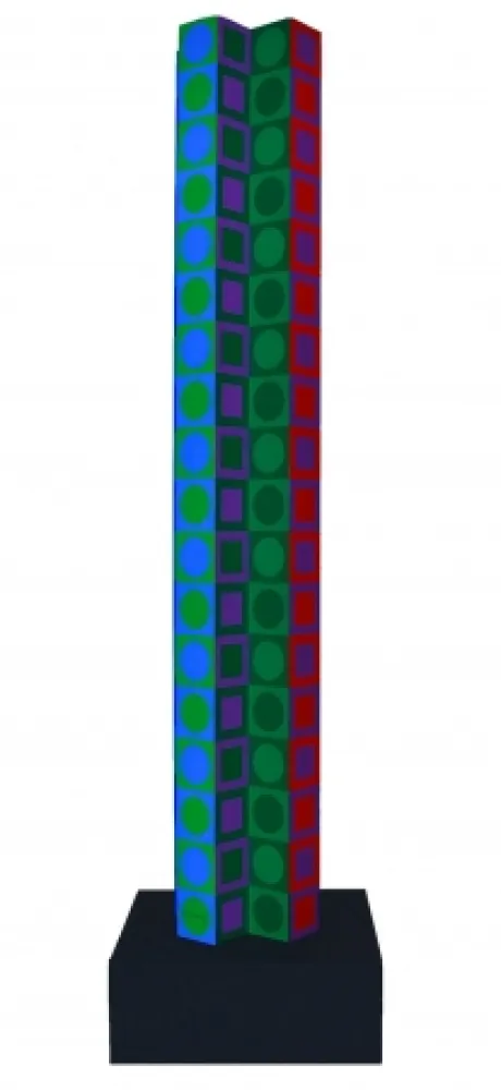 No Technical Vasarely - Colonne (Tower for 80th Birthday)