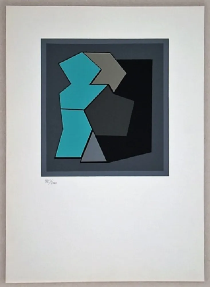 Screenprint Vasarely - Composition - Geh durch den Spiegel