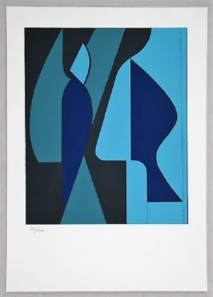 Screenprint Vasarely - Composition - Geh durch den Spiegel