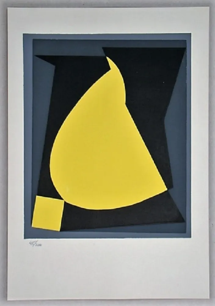 Screenprint Vasarely - Composition - Geh durch den Spiegel