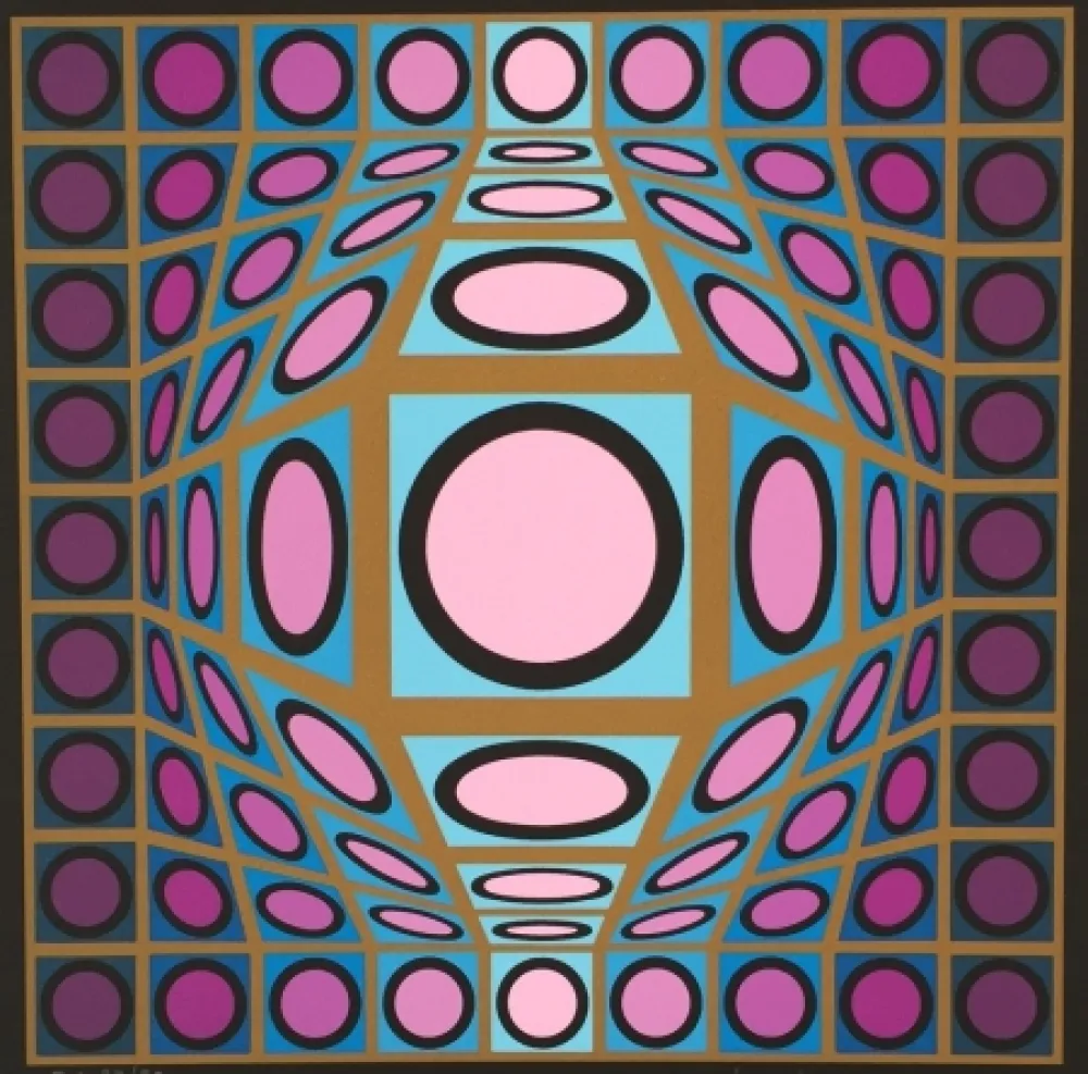 Screenprint Vasarely - Composition Microcosmos IV