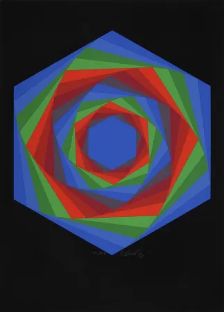 Screenprint Vasarely - Dorado, C. 1970 -  Hand-signed & numbered