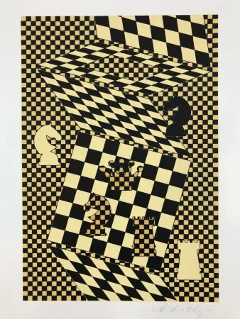 Lithograph Vasarely - ECHIQUIER