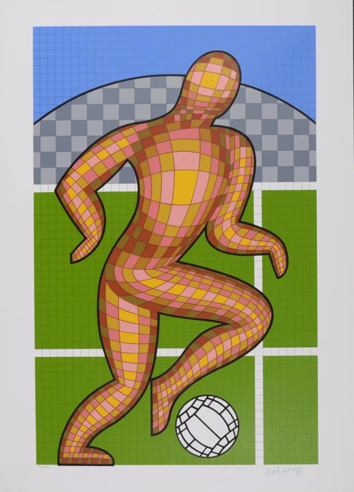 Screenprint Vasarely - Foot (Soccer player), 1997 - Hand-signed !