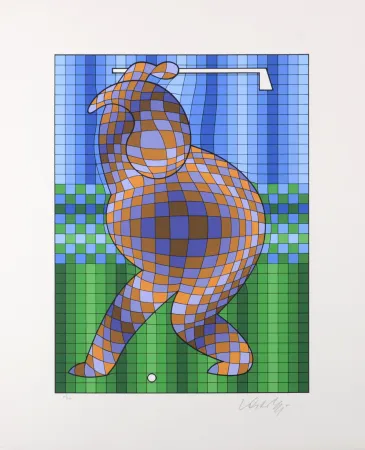 Screenprint Vasarely - Golf, 1980 - Hand-signed!