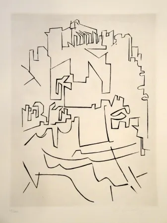 Etching Vasarely - Gordes Village