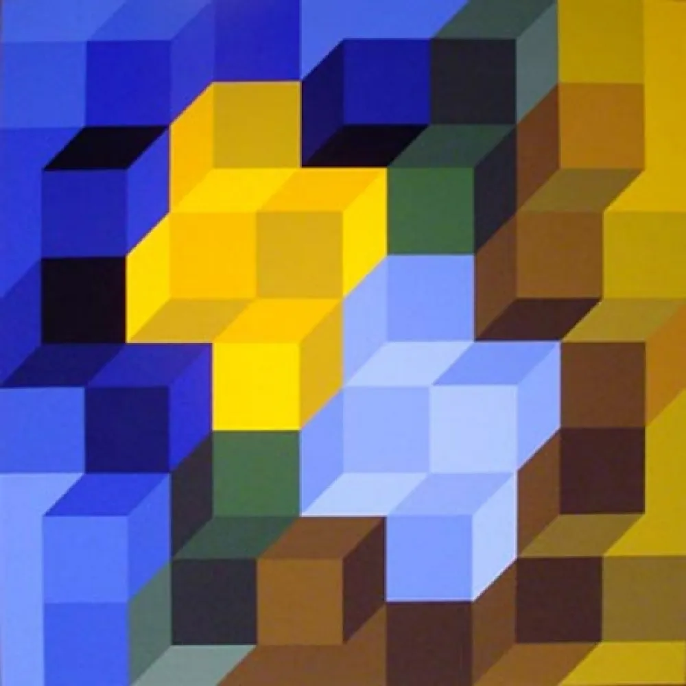 Screenprint Vasarely - Hexagon 8
