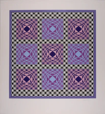 Screenprint Vasarely - Jatek, 1986 - Large original silkscreen - Hand-signed & numbered!