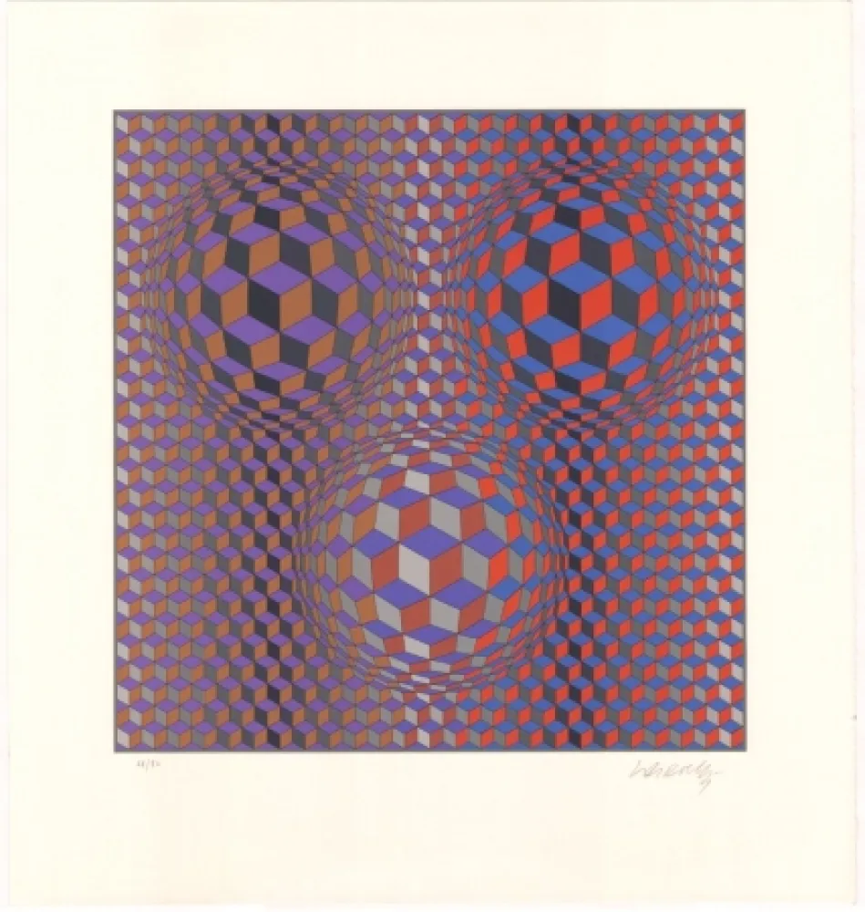 Lithograph Vasarely - Konjunktion