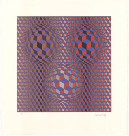 Lithograph Vasarely - Konjunktion